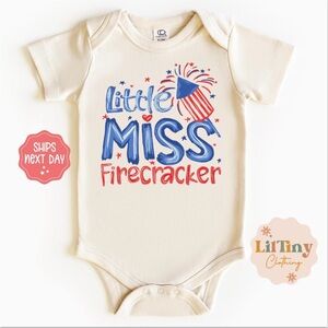 Gerber Cream Bodysuit - Little Miss Firecracker 6-9 Months Natural